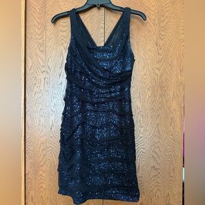Express Navy Sequin Midi Dress